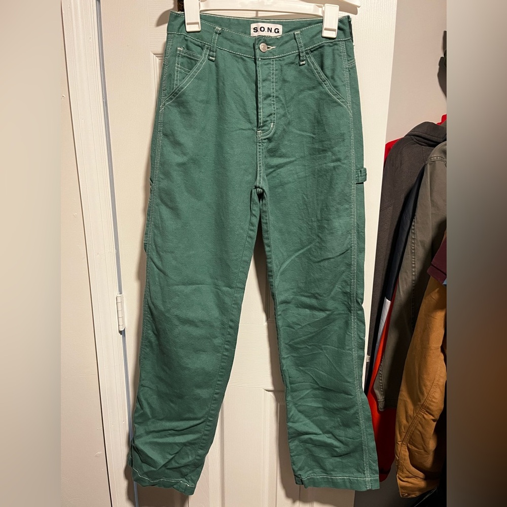S.O.N.G. Women's Green Flare Jeans